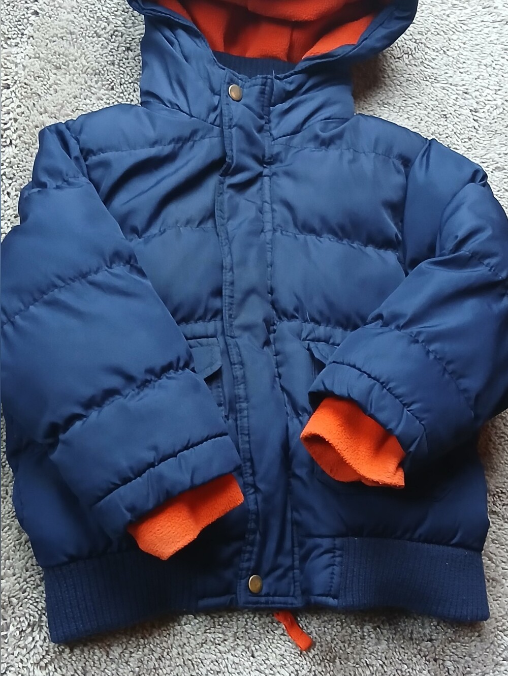Cherokee Toddler Boys Navy Orange Fleece Lined Puffer Jacket 2T